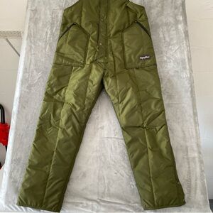 Refrigiwear Iron Tuff Insulated Green Snow Bib Overalls Large Made in USA